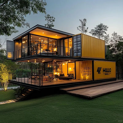 Bảo hiểm thép sáng Cửa sổ phẳng Villa Container House tùy chỉnh 40 feet Container House